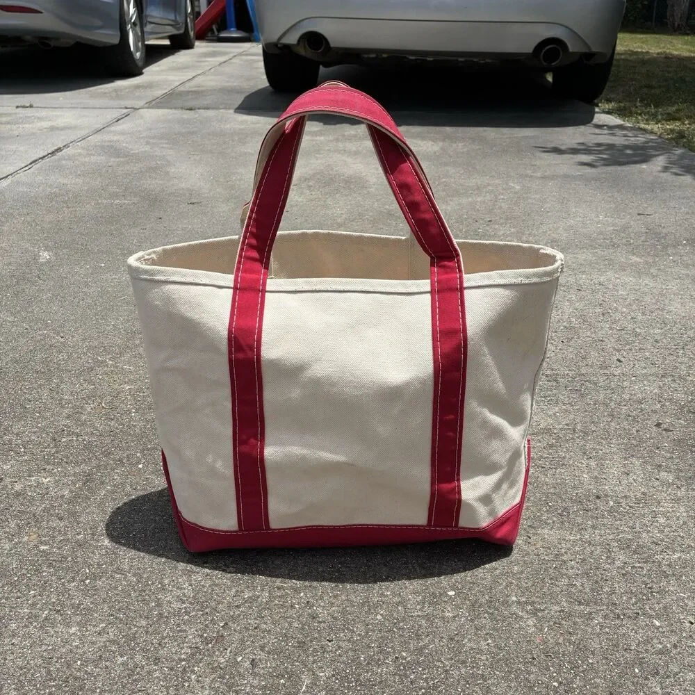 Vtg Medium Size Boat And Tote L L Bean Stiff Canvas Made In USA 11”x 12”x 5.5”
